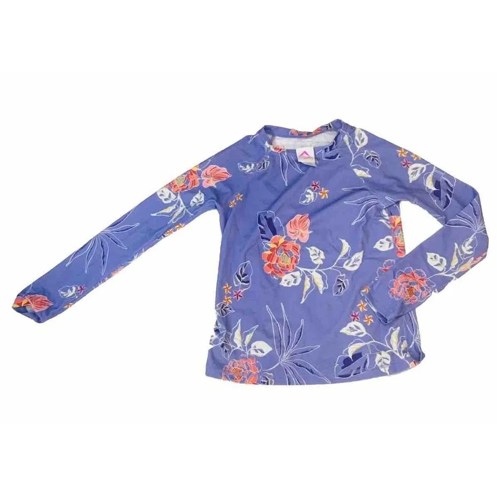 Toddler Girl Size 14/16 Swim‎ Shirt Hawaiian Purple Flowers Beach Pool Sun UV
